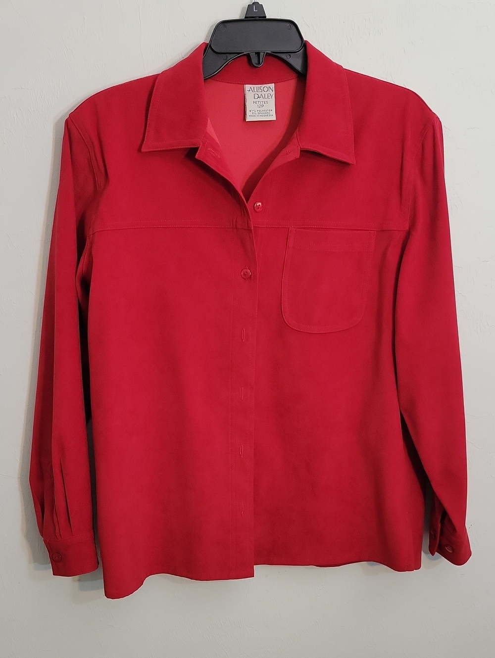 Allison Daley Red Long-Sleeve Button-Down Shirt